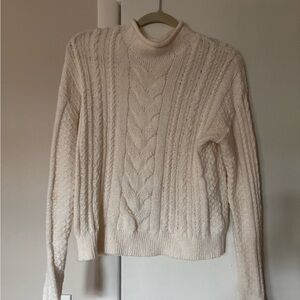 J. Crew Cream Cable Knit Turtleneck Sweater